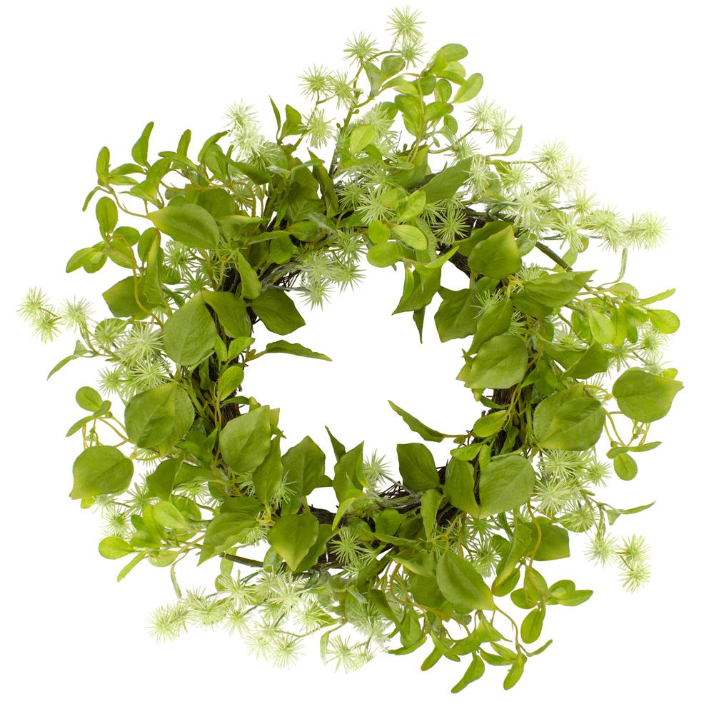 Jujube Floral and Foliage Springtime Wreath, Green 18". Picture 1
