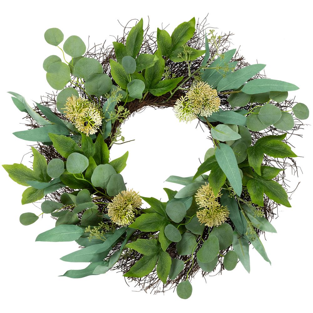 Eucalyptus and Olive Leaf Twig Spring Wreath  24-Inch. Picture 1