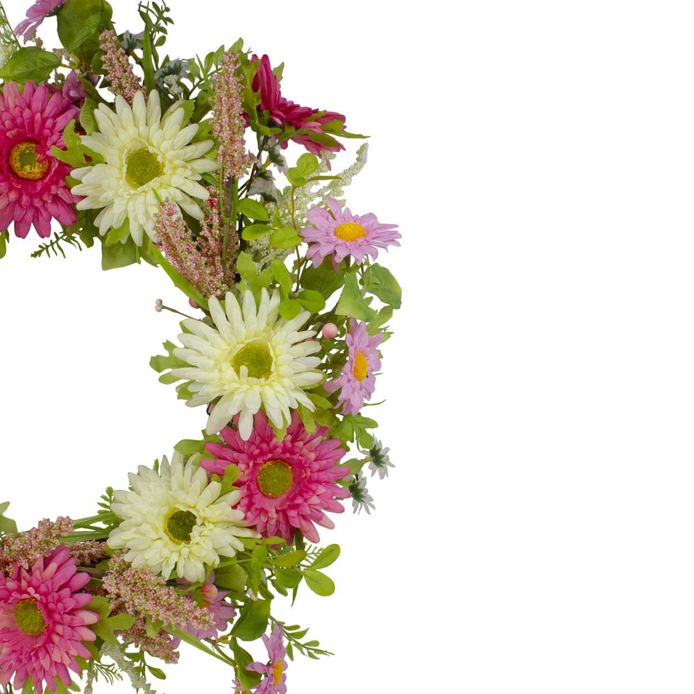 Chrysanthemum and Berry Floral Spring Wreath, Pink and Yellow 23". Picture 3