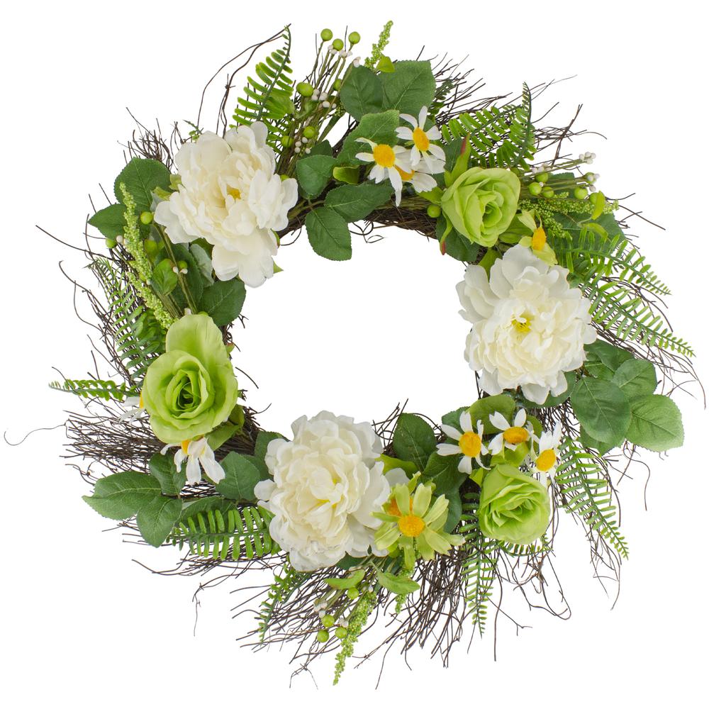 Mixed Floral Artificial Spring Wreath  22-Inch. Picture 1