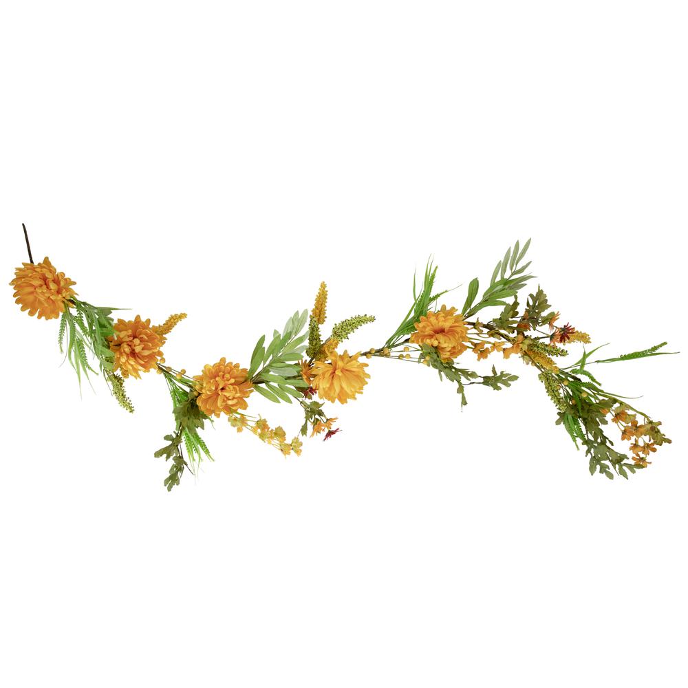 5' x 10" Orange Peony Artificial Fall Harvest Garland  Unlit. Picture 1