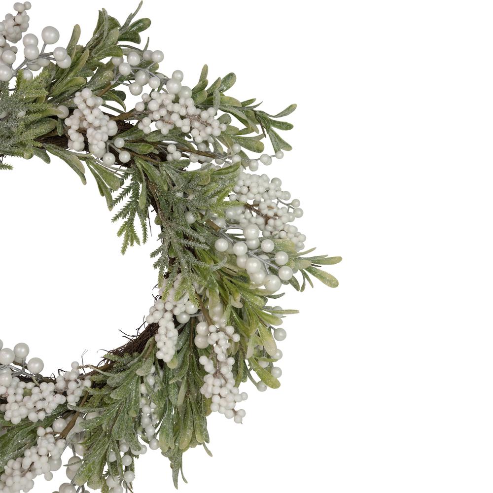 Artificial Christmas Wreath with Frosted Foliage and Berries  20-Inch  Unlit. Picture 4