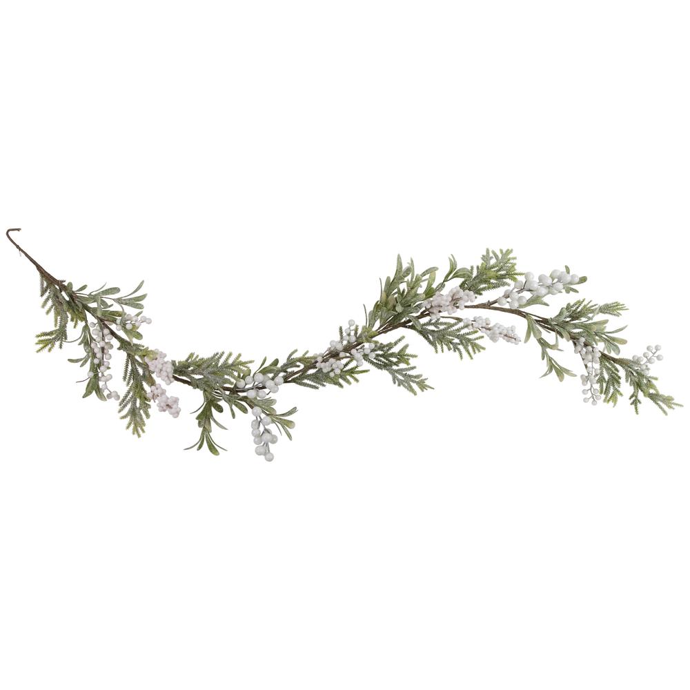 5' x 7" Artificial Christmas Garland with Frosted Foliage and Berries  Unlit. Picture 1
