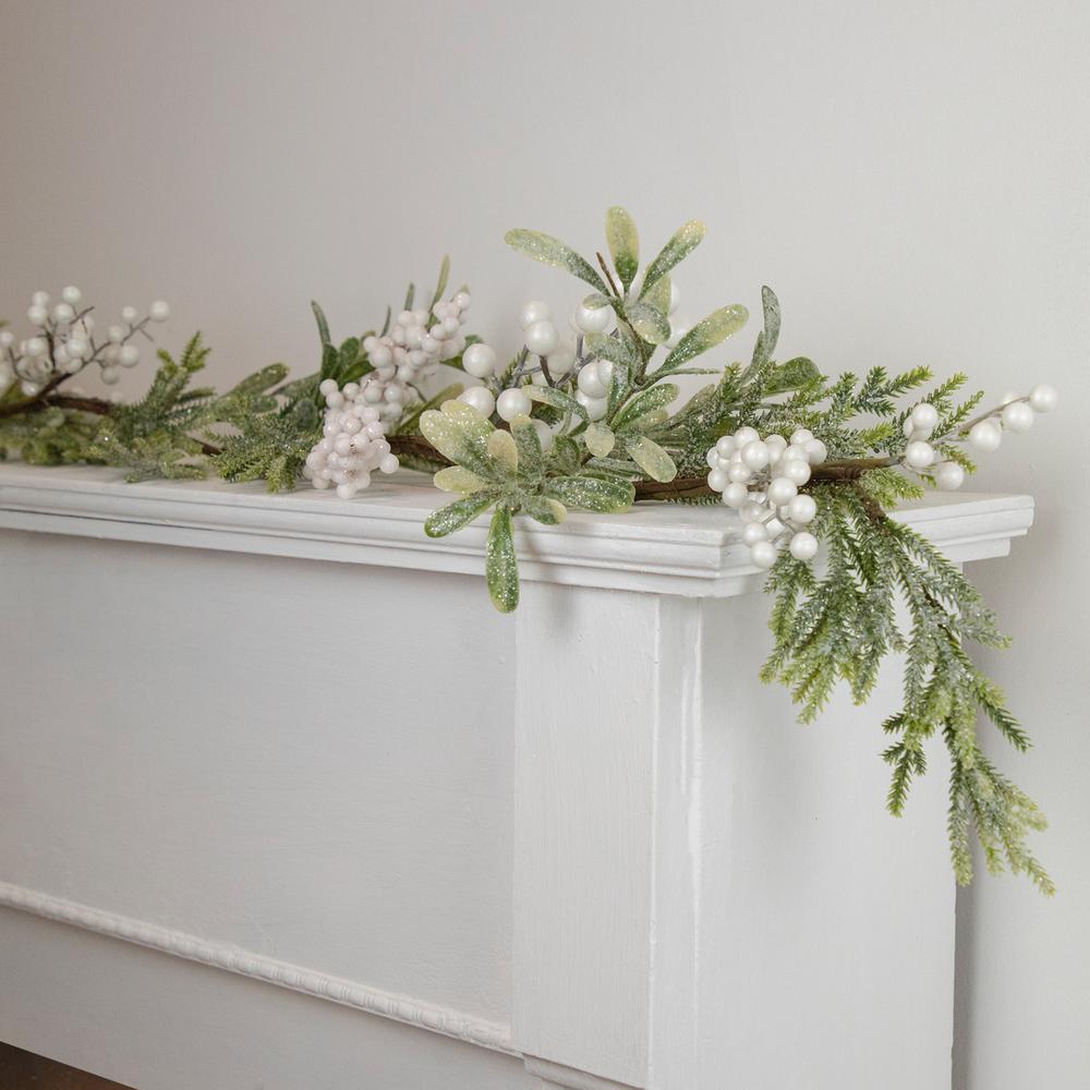 5' x 7" Artificial Christmas Garland with Frosted Foliage and Berries  Unlit. Picture 2