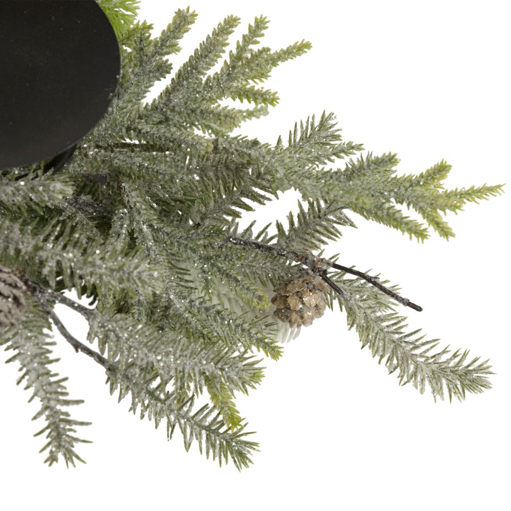 26" Triple Candle Holder with Frosted Foliage and Pine Cones Christmas Decor. Picture 5