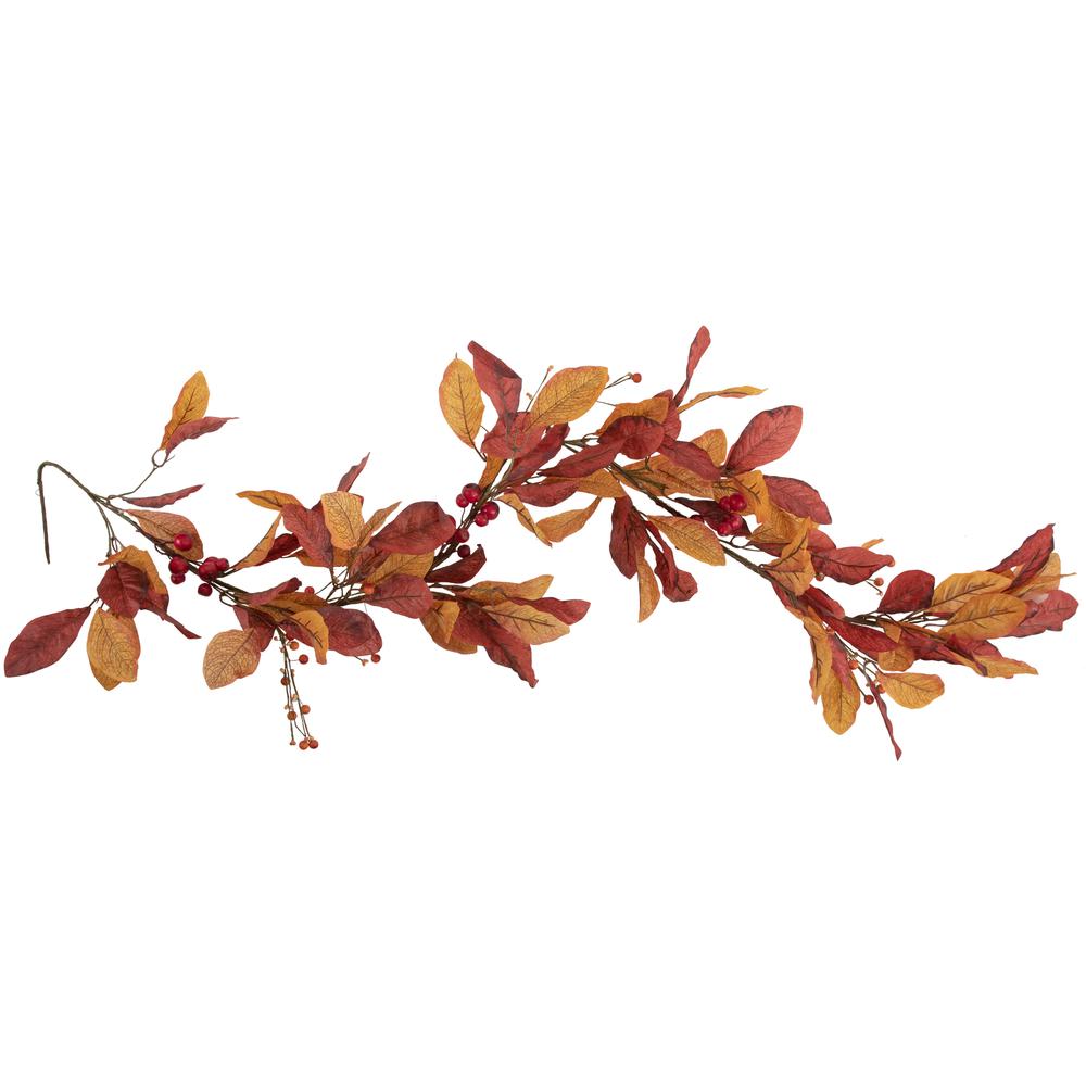 5' x 8" Berries with Orange and Red Leaves Artificial Fall Harvest Garland  Unlit. Picture 1