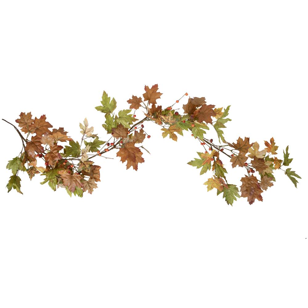 5' x 8" Maple Leaves and Berries Artificial Fall Harvest Garland  Unlit. Picture 1