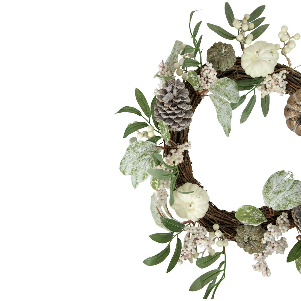 20" Pumpkin and Berries with Pinecones Artificial Fall Harvest Twig Wreath  20-Inch  Unlit. Picture 3