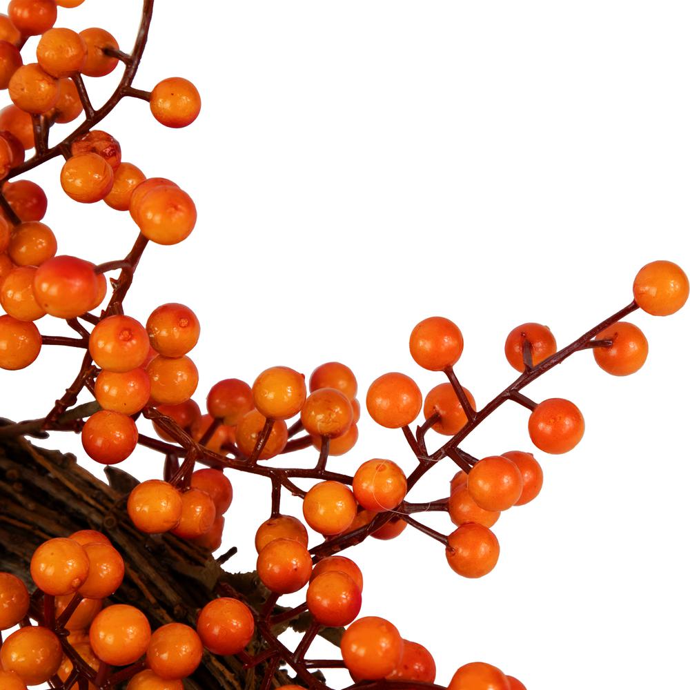 18" Red and Orange Berries Artifical Fall Harvest Twig Wreath  18-Inch  Unlit. Picture 2