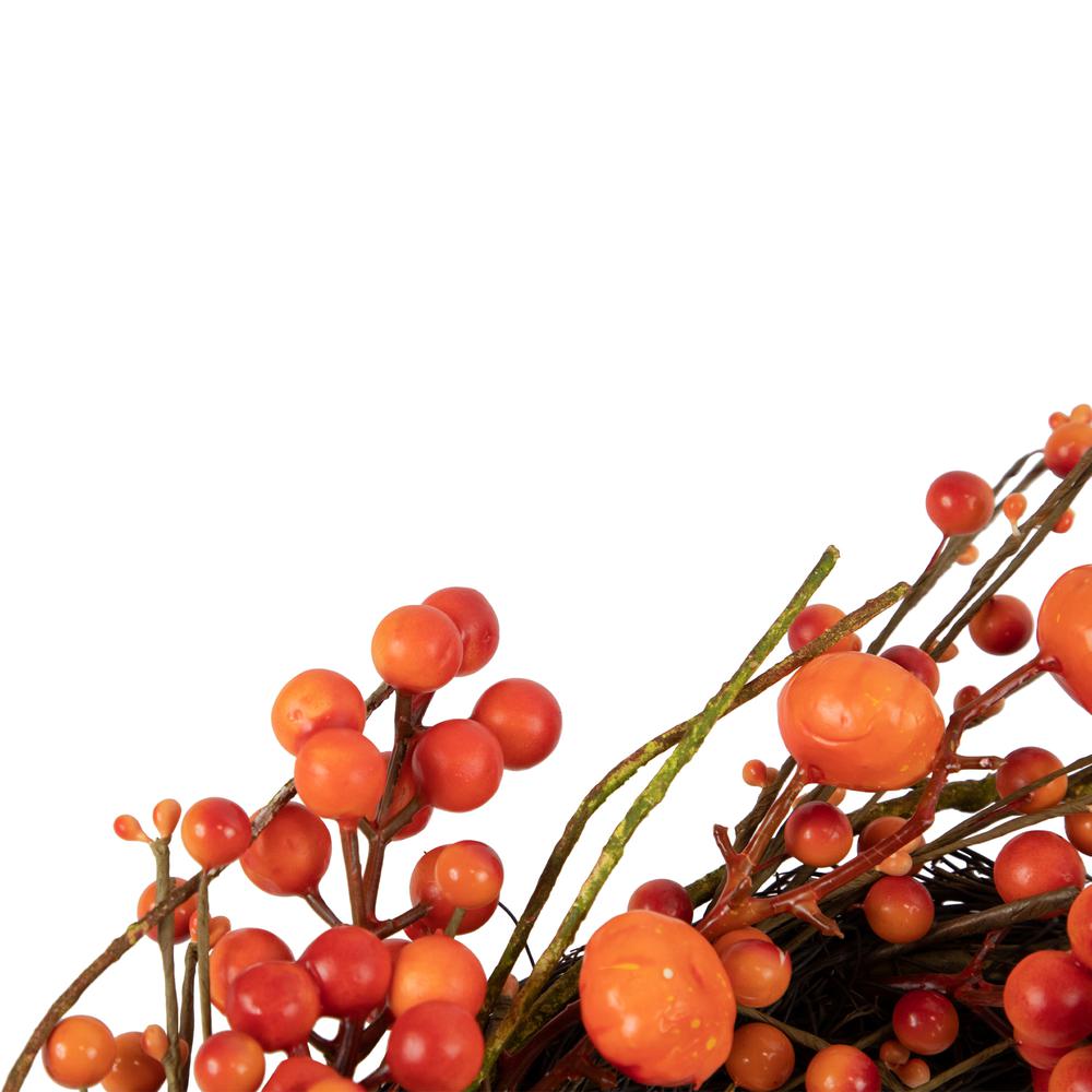 Red and Orange Berries with Mini Pumpkins Fall Harvest Wreath  20-Inch  Unlit. Picture 3
