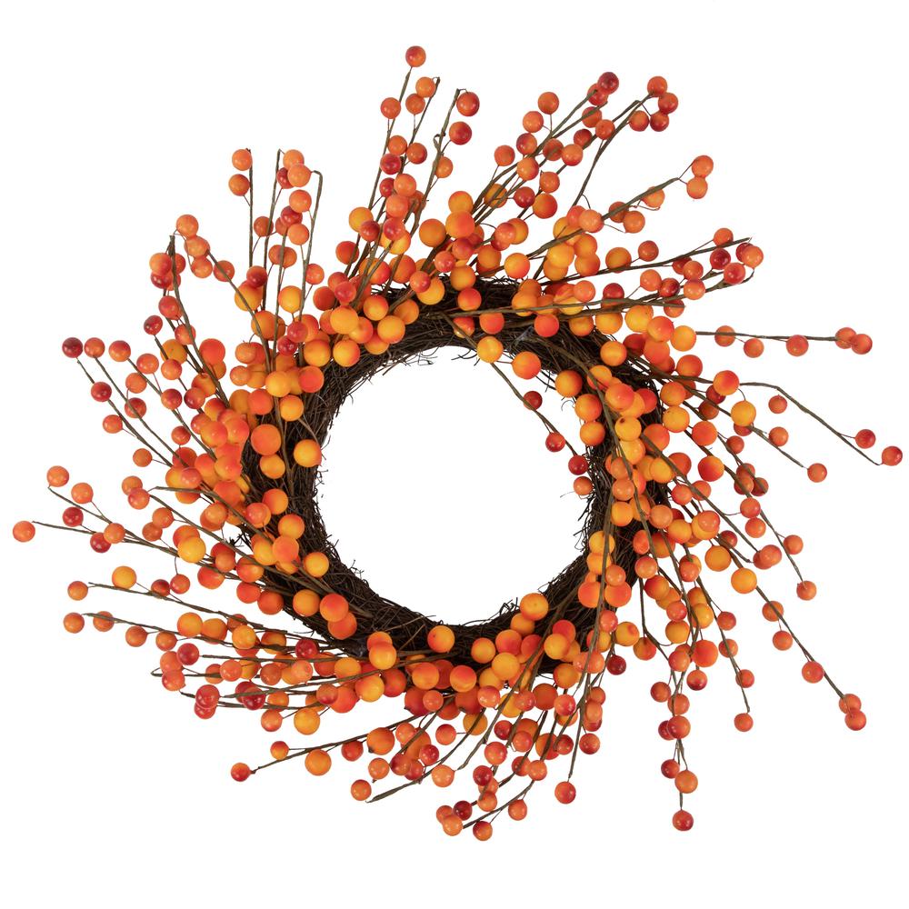 14" Orange and Red Berry Artifical Fall Harvest Twig Wreath  14-Inch  Unlit. Picture 1