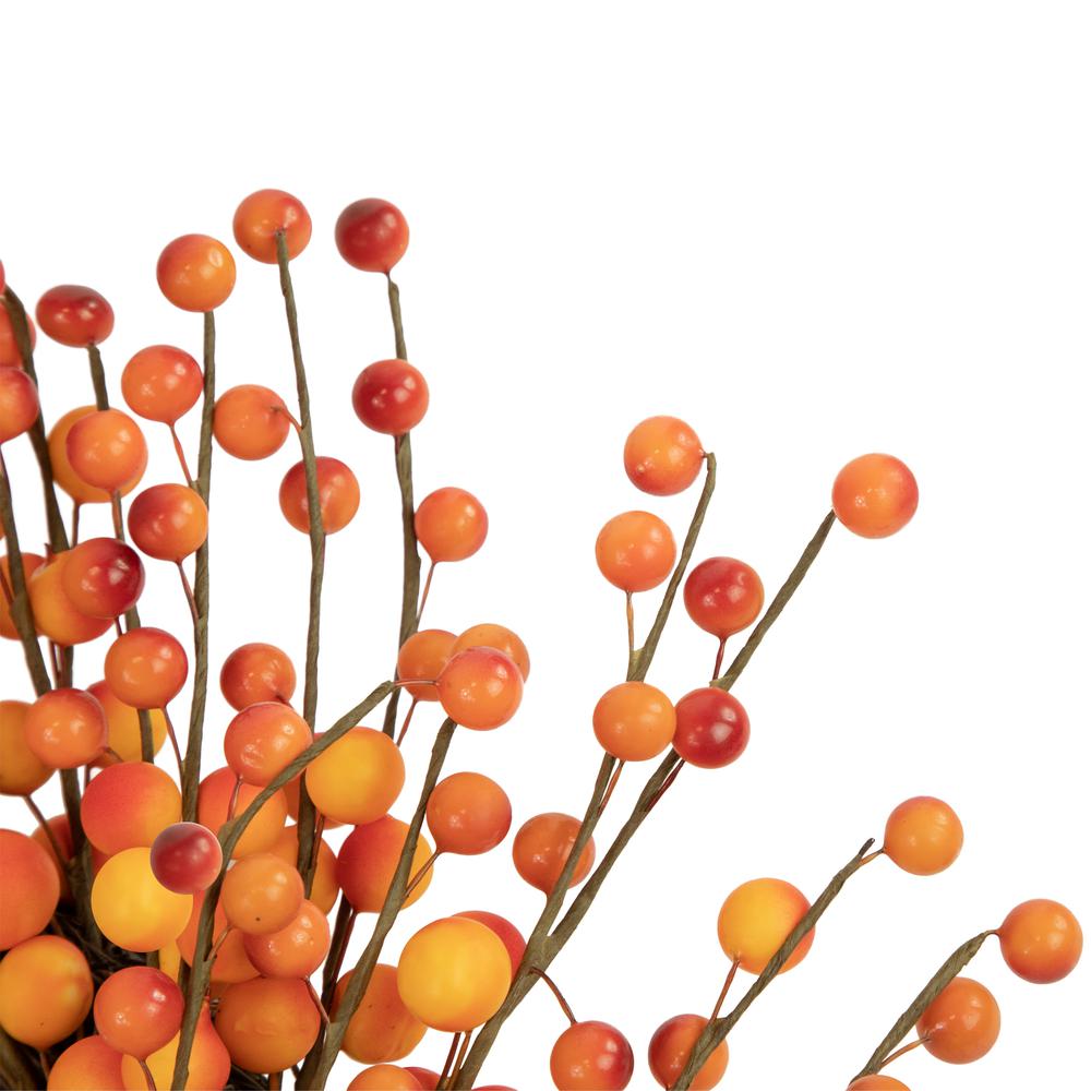 14" Orange and Red Berry Artifical Fall Harvest Twig Wreath  14-Inch  Unlit. Picture 2