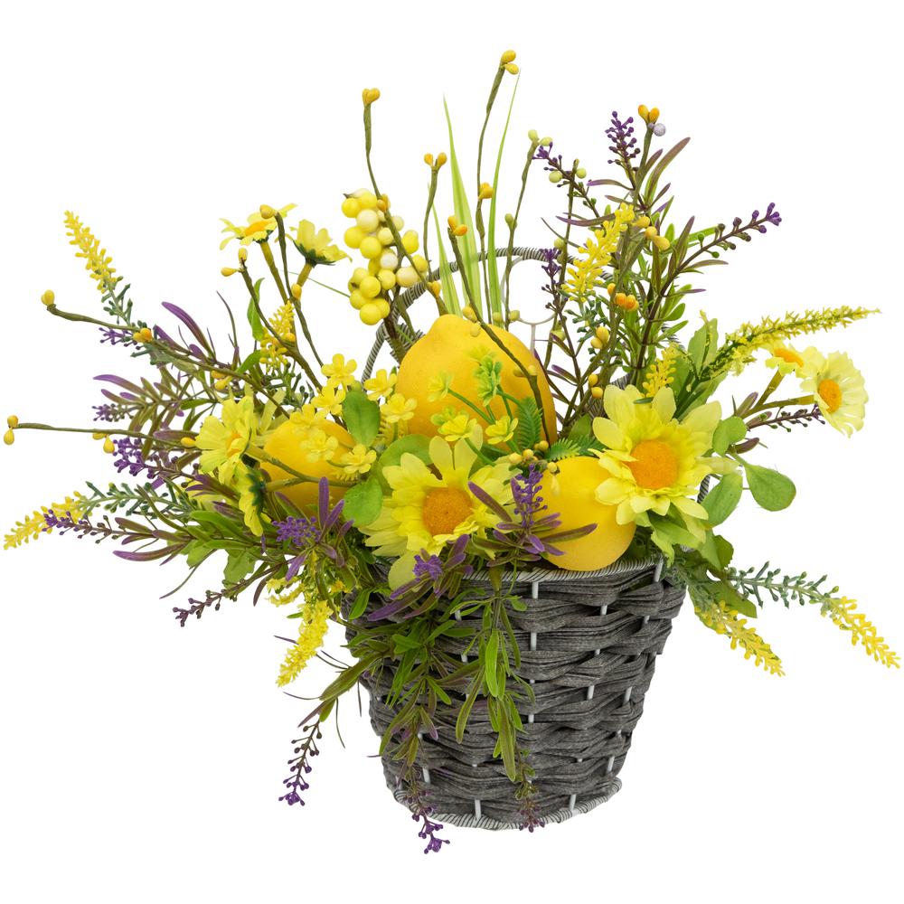 Lemon and Daisy Hanging Spring Wall Basket - 12"  - Yellow. Picture 5