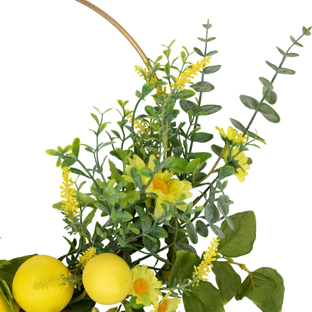 Lemon and Daisy Springtime Half Wreath - 22" - Yellow. Picture 5