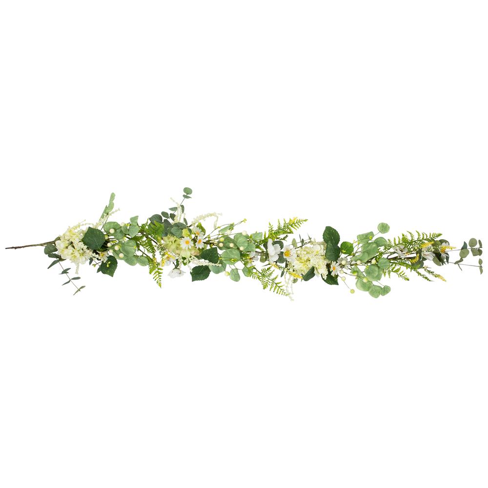 Hydrangea and Eucalyptus Artificial Floral Spring Garland - 5'. Picture 1