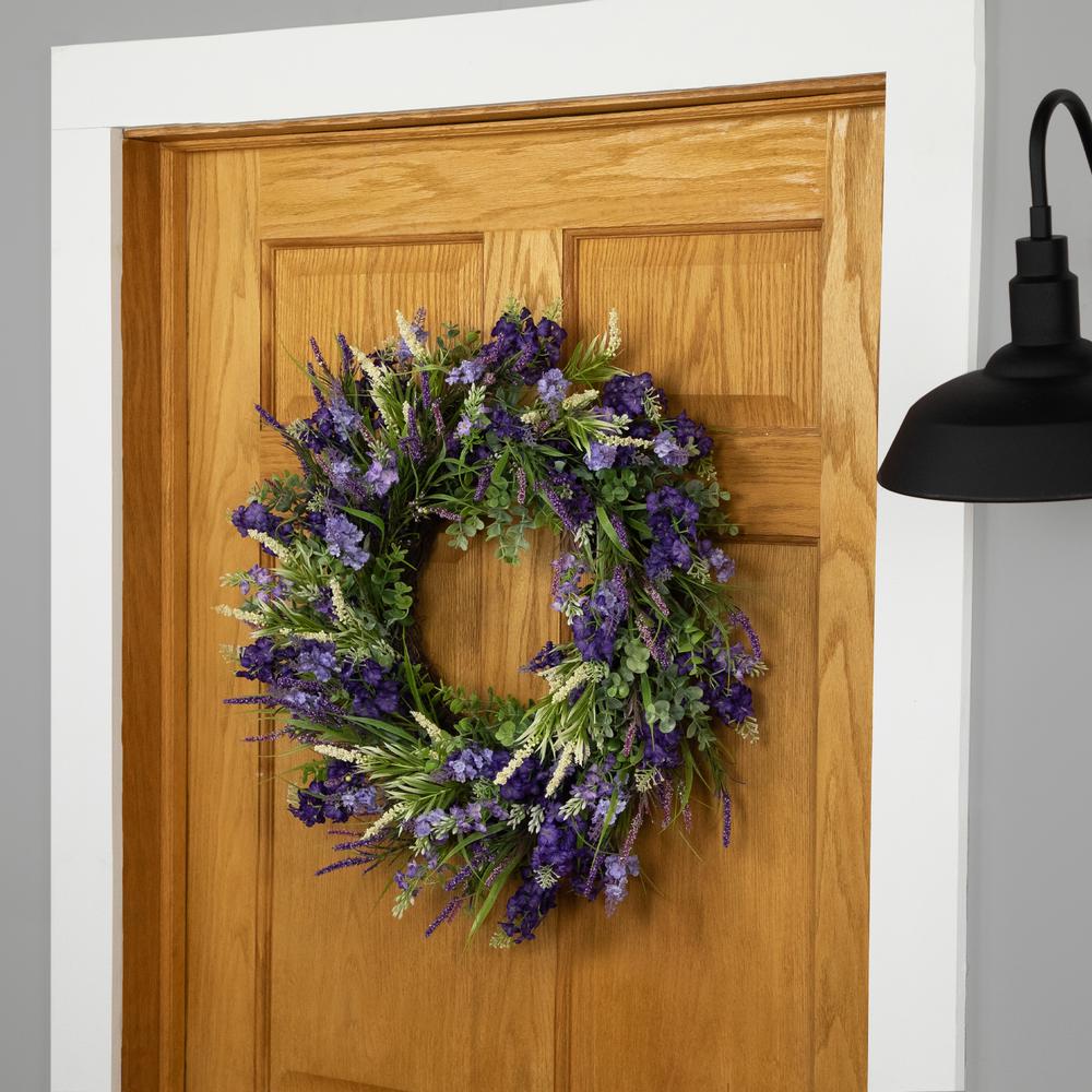 Lavender and Foliage Artificial Spring Wreath - 24". Picture 6