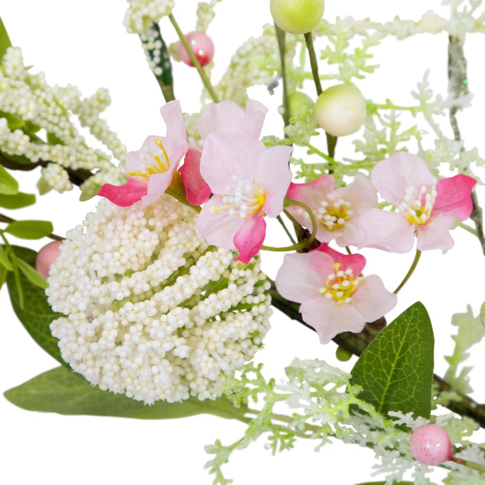Hydrangea and Berry Floral Spring Garland - 5' - Pink and White. Picture 3