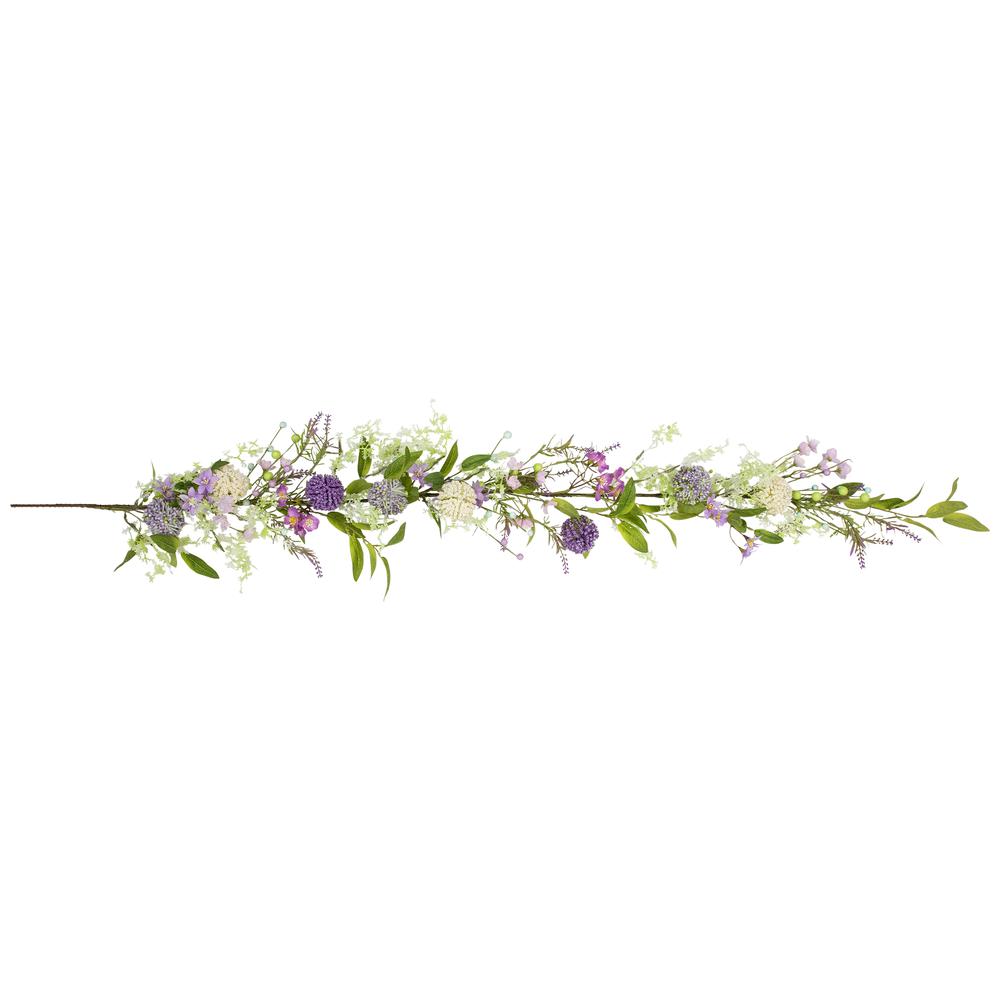 Wildflower and Berry Spring Garland - 5' - Purple. Picture 1