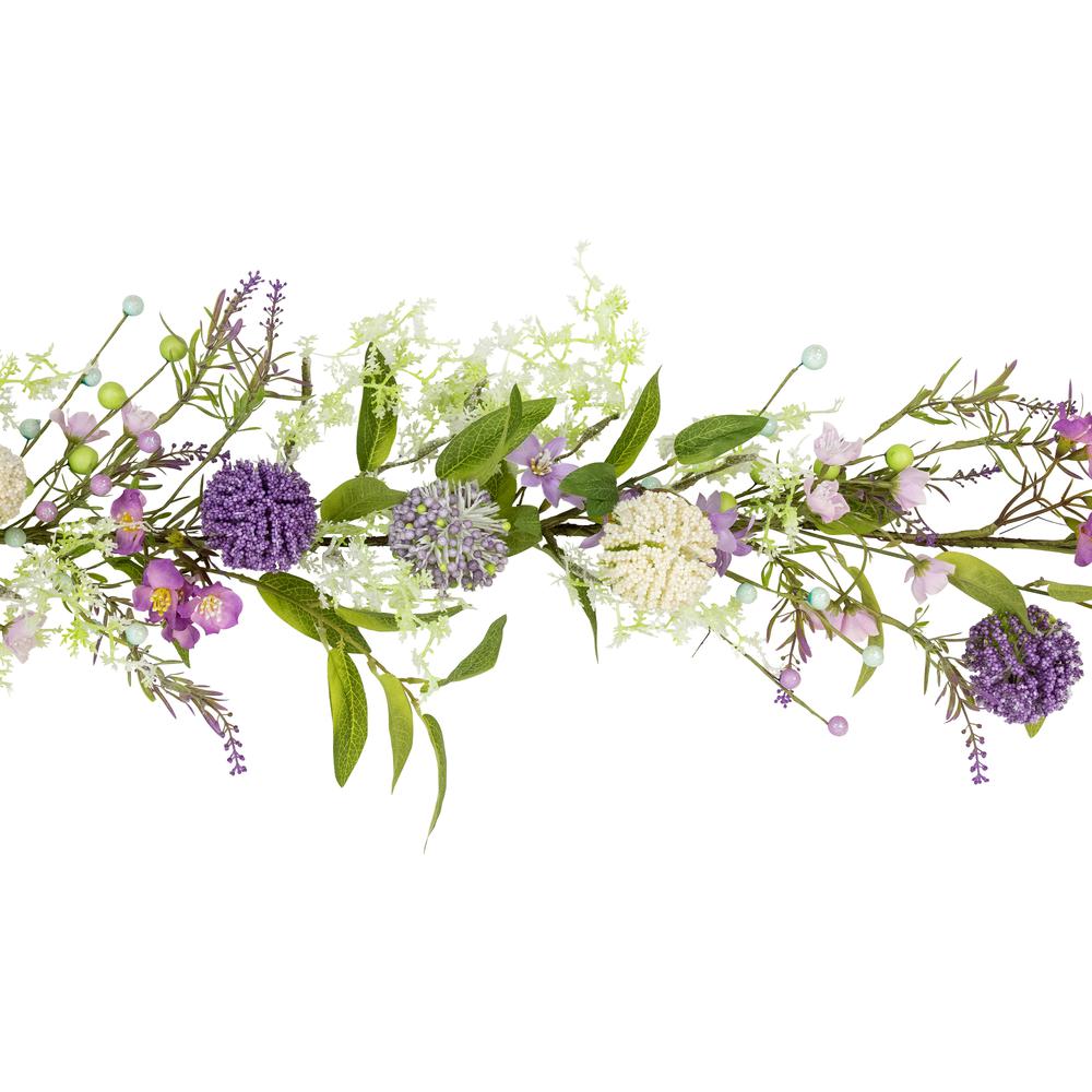 Wildflower and Berry Spring Garland - 5' - Purple. Picture 2