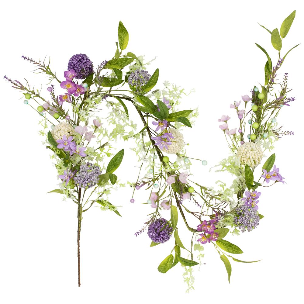 Wildflower and Berry Spring Garland - 5' - Purple. Picture 4