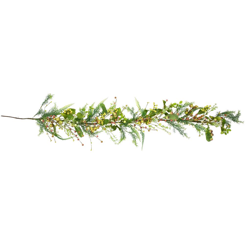 Berry and Crabapple Fern Foliage Spring Garland - 5'. Picture 1