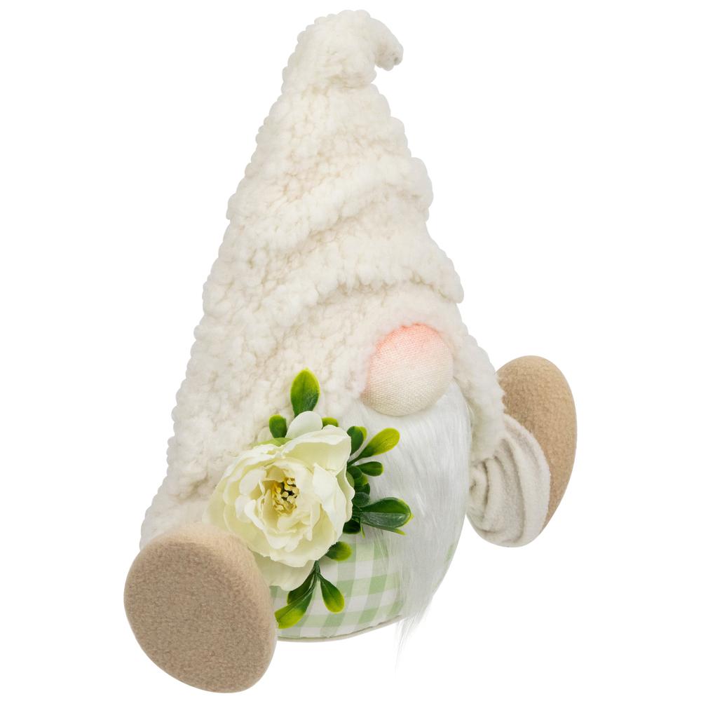 Plush Sitting Gnome with Flower Spring Figurine -10.5". Picture 2