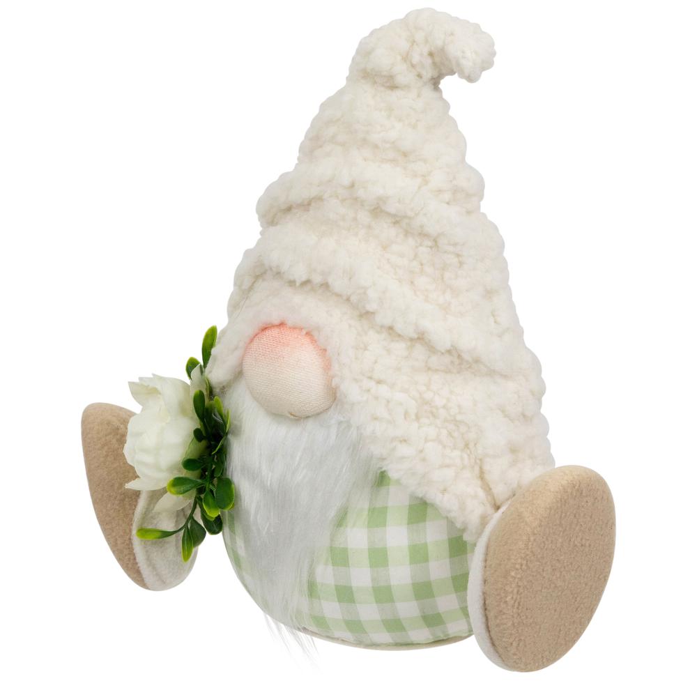 Plush Sitting Gnome with Flower Spring Figurine -10.5". Picture 3