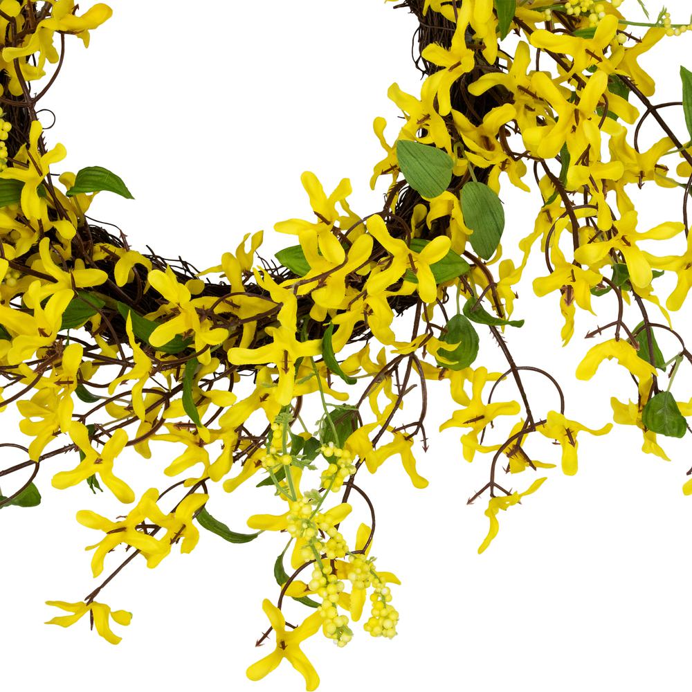 Forsythia and Berry Floral Spring Wreath - 24" - Yellow. Picture 5