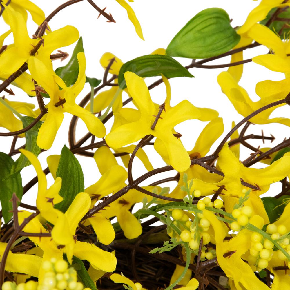 Forsythia and Berry Floral Spring Wreath - 24" - Yellow. Picture 4