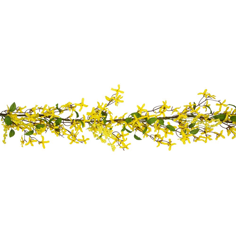 Forsythia and Berry Floral Spring Garland - 5' - Yellow. Picture 2
