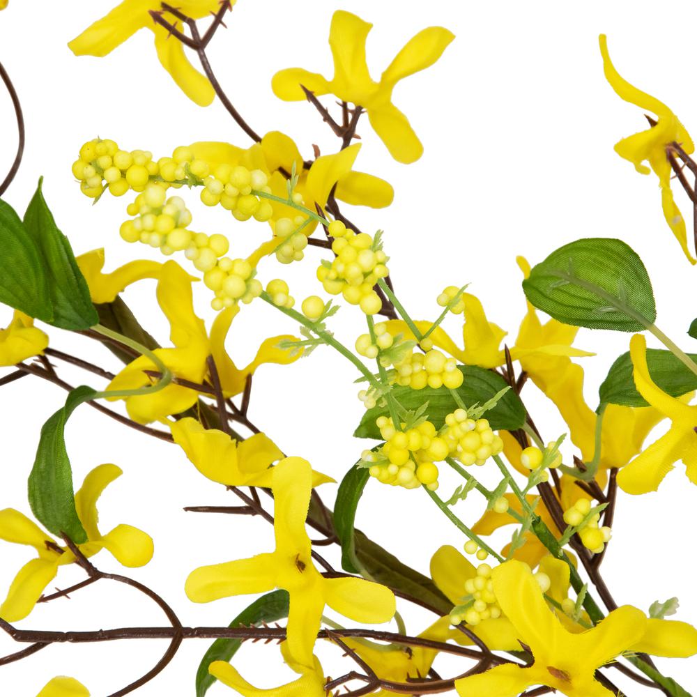Forsythia and Berry Floral Spring Garland - 5' - Yellow. Picture 3