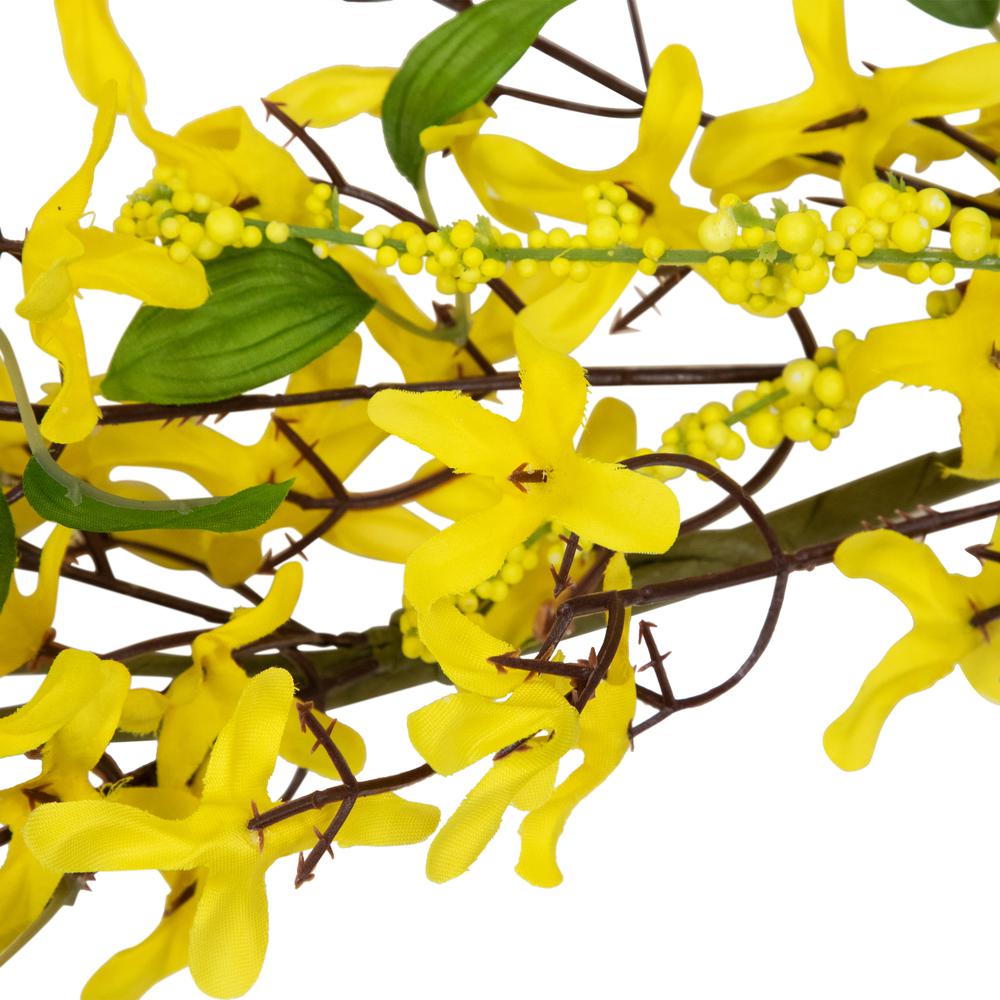 Forsythia and Berry Floral Spring Garland - 5' - Yellow. Picture 4