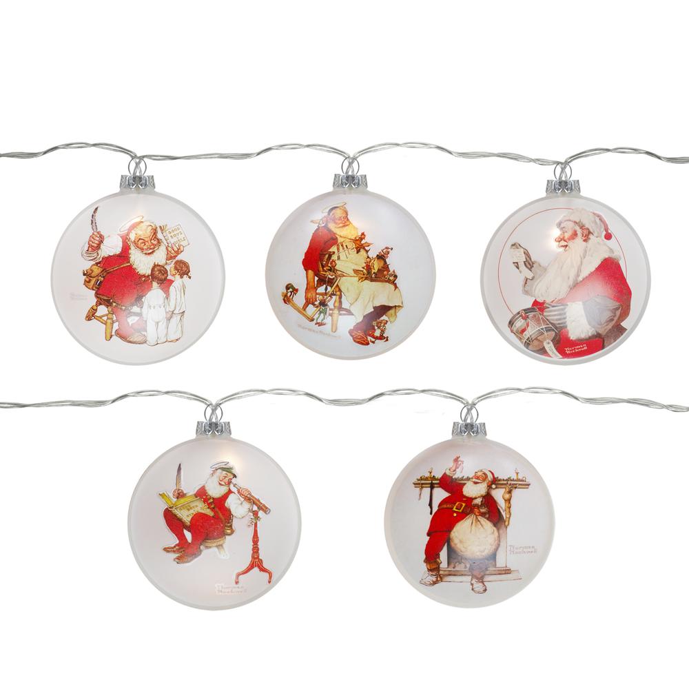 Set of 5 Glass Norman Rockwell Christmas Disc Lights. Picture 1