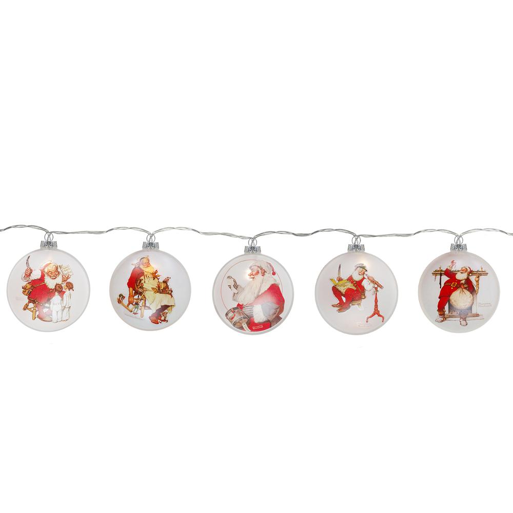 Set of 5 Glass Norman Rockwell Christmas Disc Lights. Picture 3