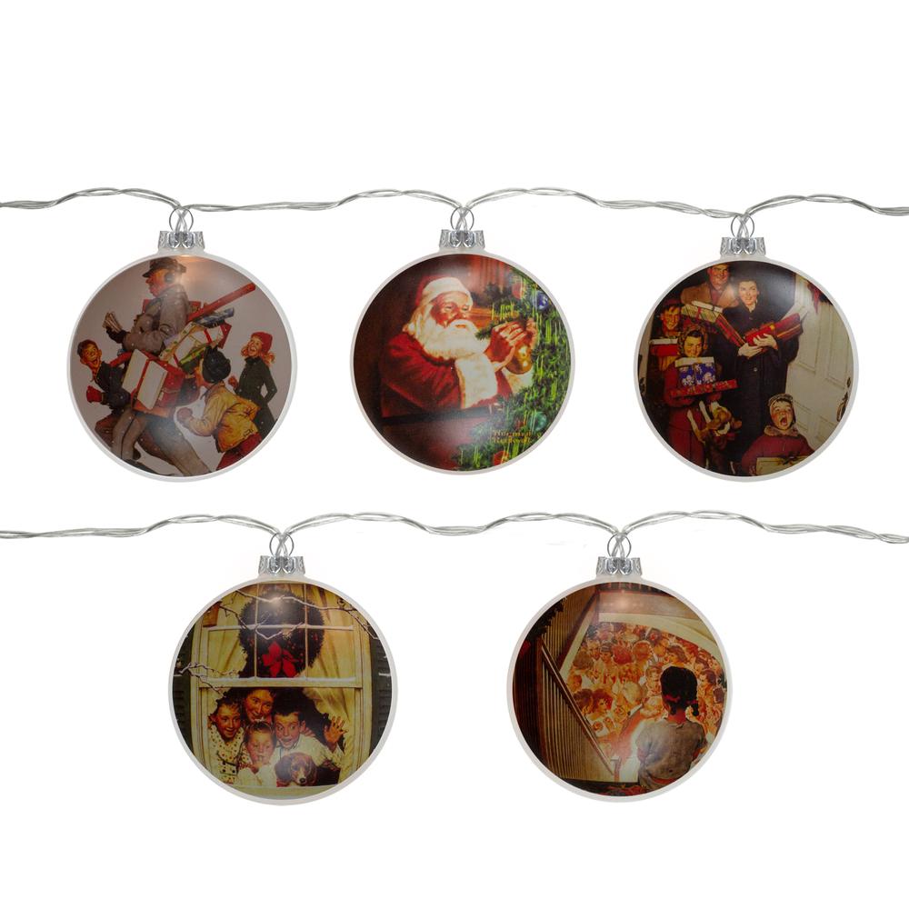 Set of 5 Norman Rockwell Glass Christmas Disc Lights. The main picture.