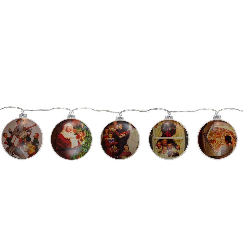 Set of 5 Norman Rockwell Glass Christmas Disc Lights. Picture 3