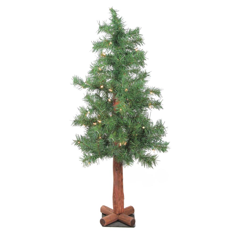 3' Pre-Lit Medium Woodland Alpine Artificial Christmas Tree - Clear Lights. Picture 1