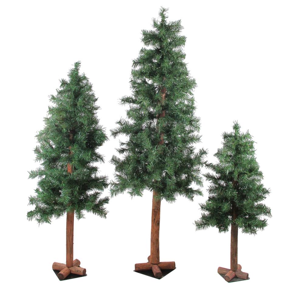 Set of 3 Slim Woodland Alpine Artificial Christmas Trees 5' - Unlit. Picture 1