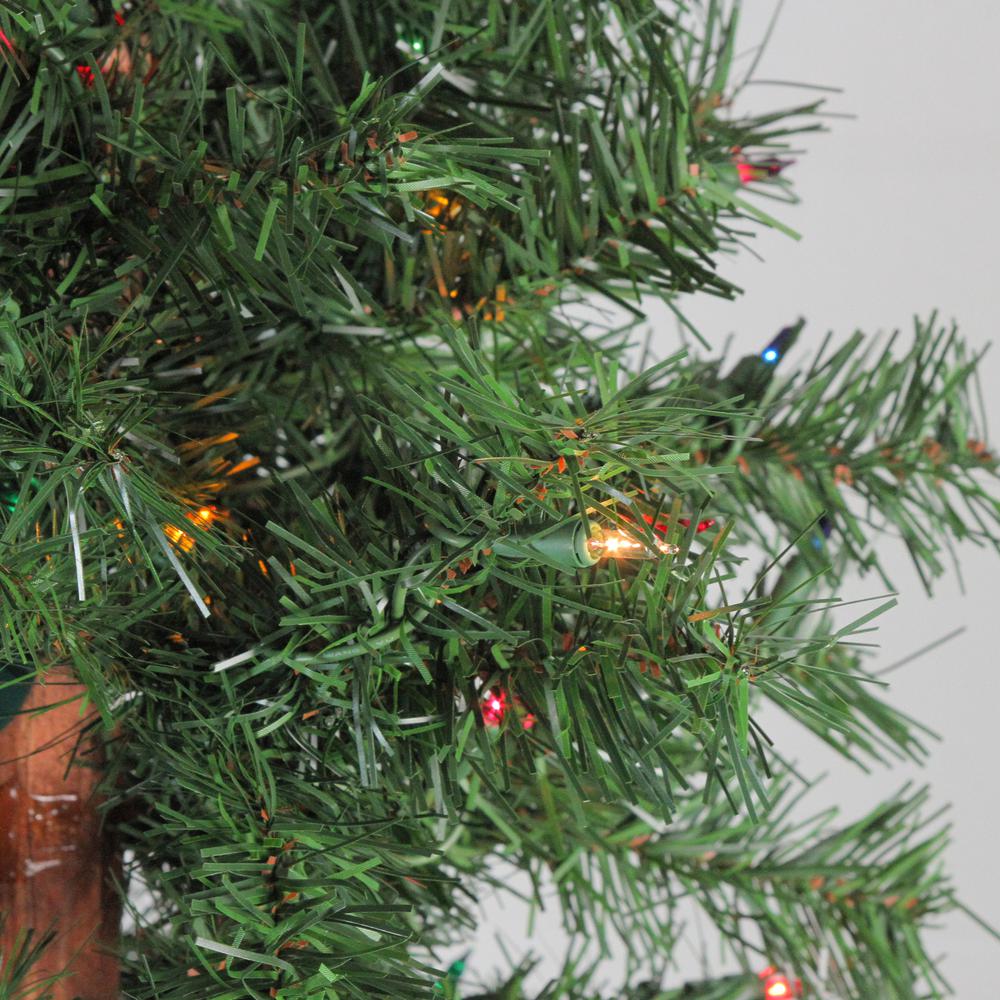 Set of 3 Pre-Lit Slim Woodland Alpine Artificial Christmas Trees 5' - Multicolor Lights. Picture 2