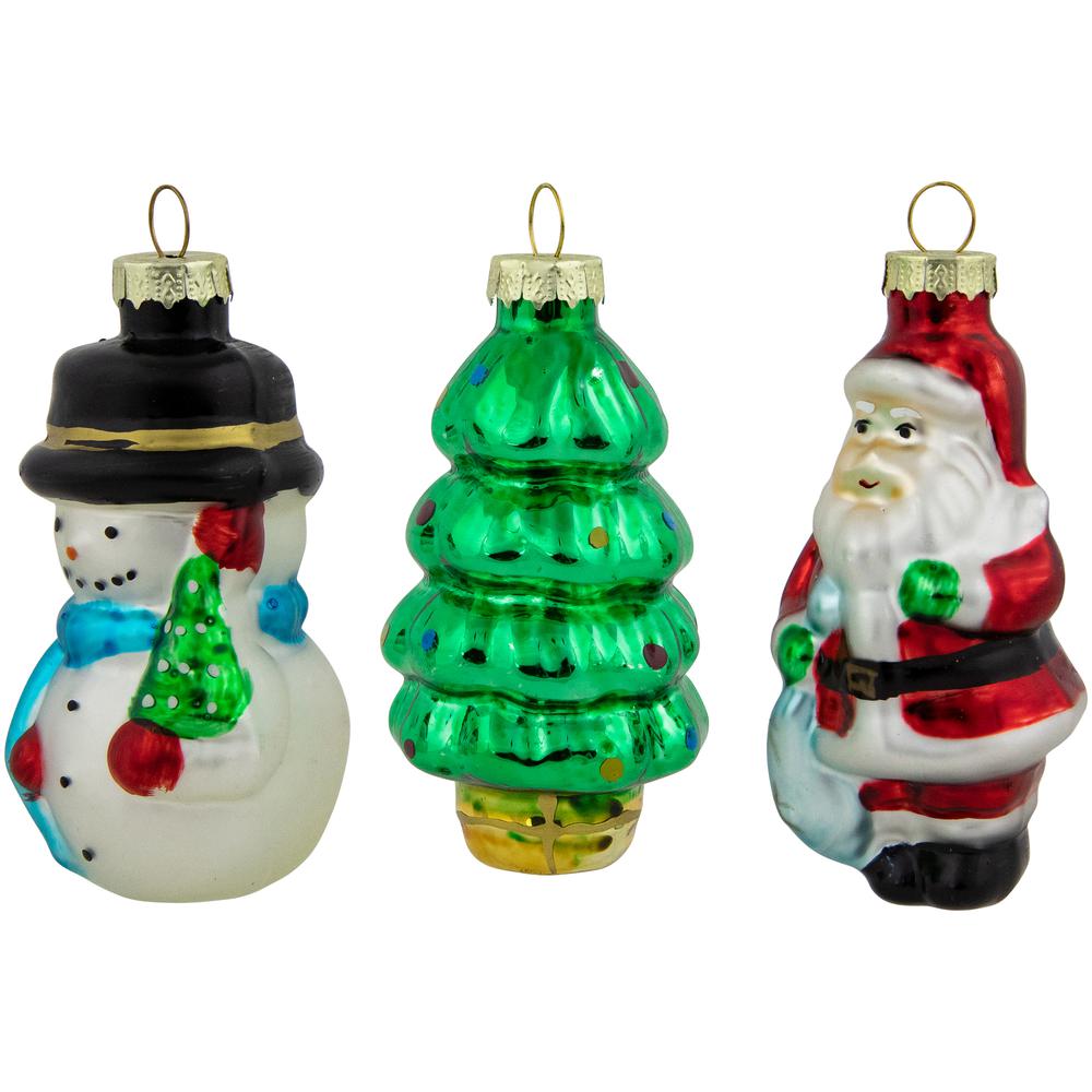 Set of 3 Holiday Figurines Glass Christmas Ornaments 3". Picture 5