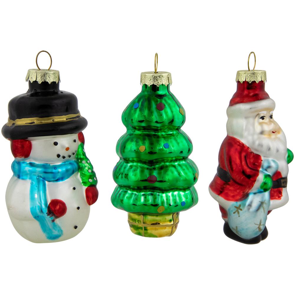 Set of 3 Holiday Figurines Glass Christmas Ornaments 3". Picture 7