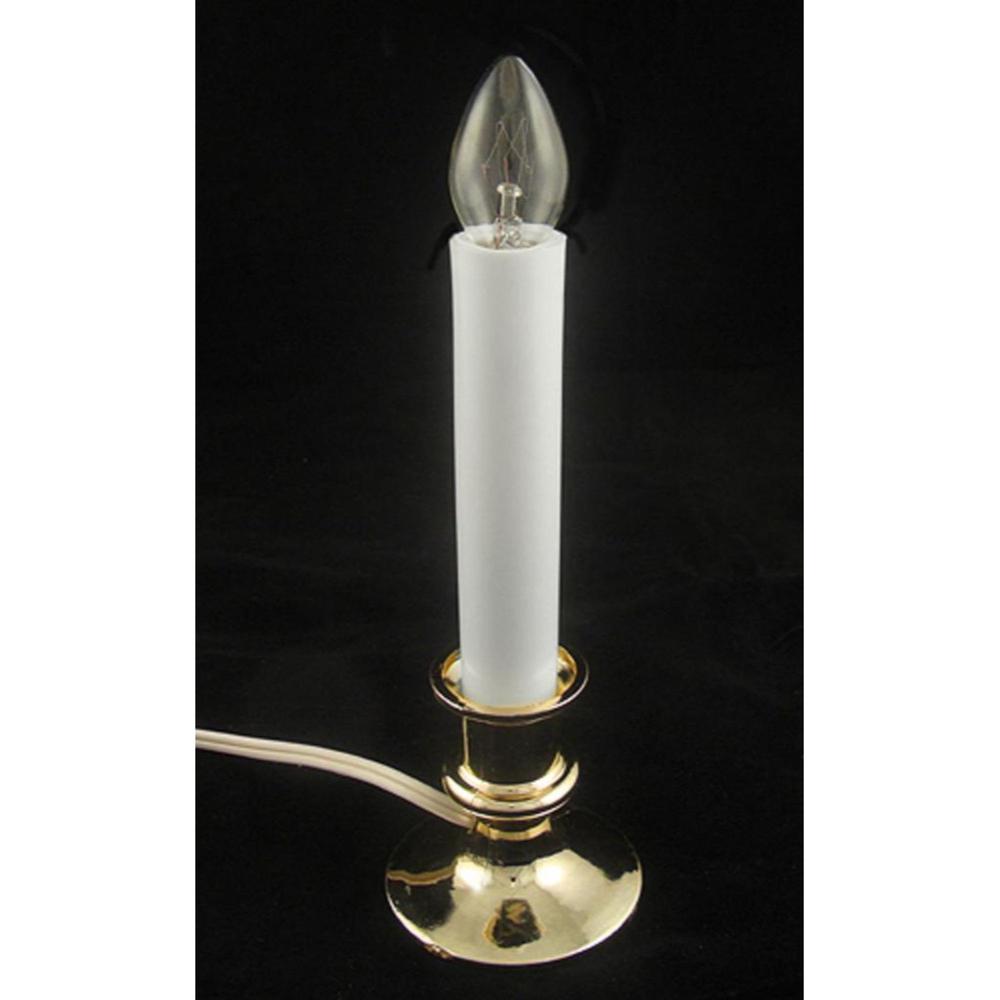 9" White and Gold C7 Light Christmas Candle Lamp with Timer. Picture 3