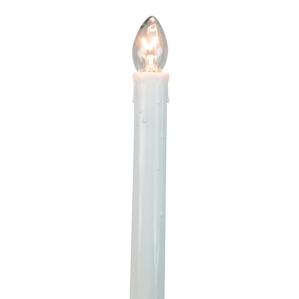 10 White C7 Candle Pathway Markers Christmas Lights - 8" White Wire. Picture 2