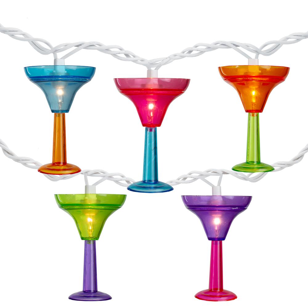 10-Count Margarita Glass Summer Outdoor Patio Christmas Light Set 7.5'White Wire. Picture 1