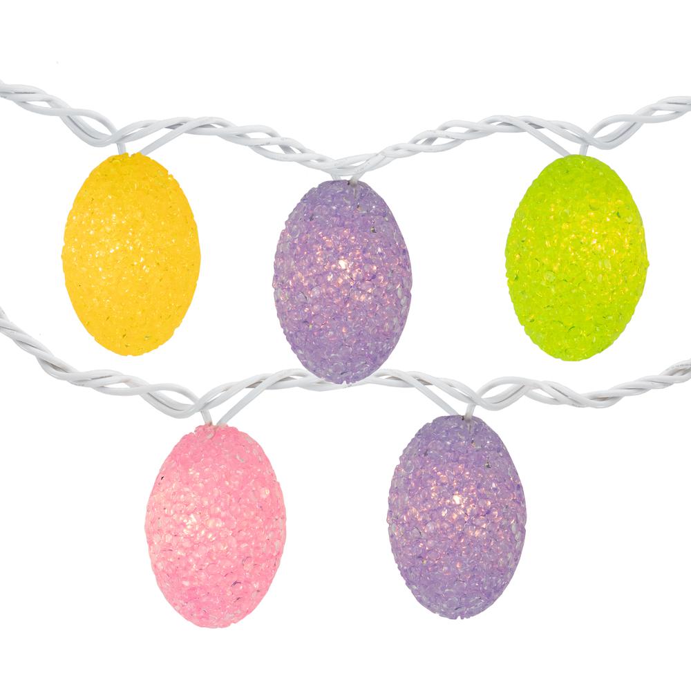 10ct Pastel Easter Eggs String Light Set  7.25ft White Wire. Picture 1