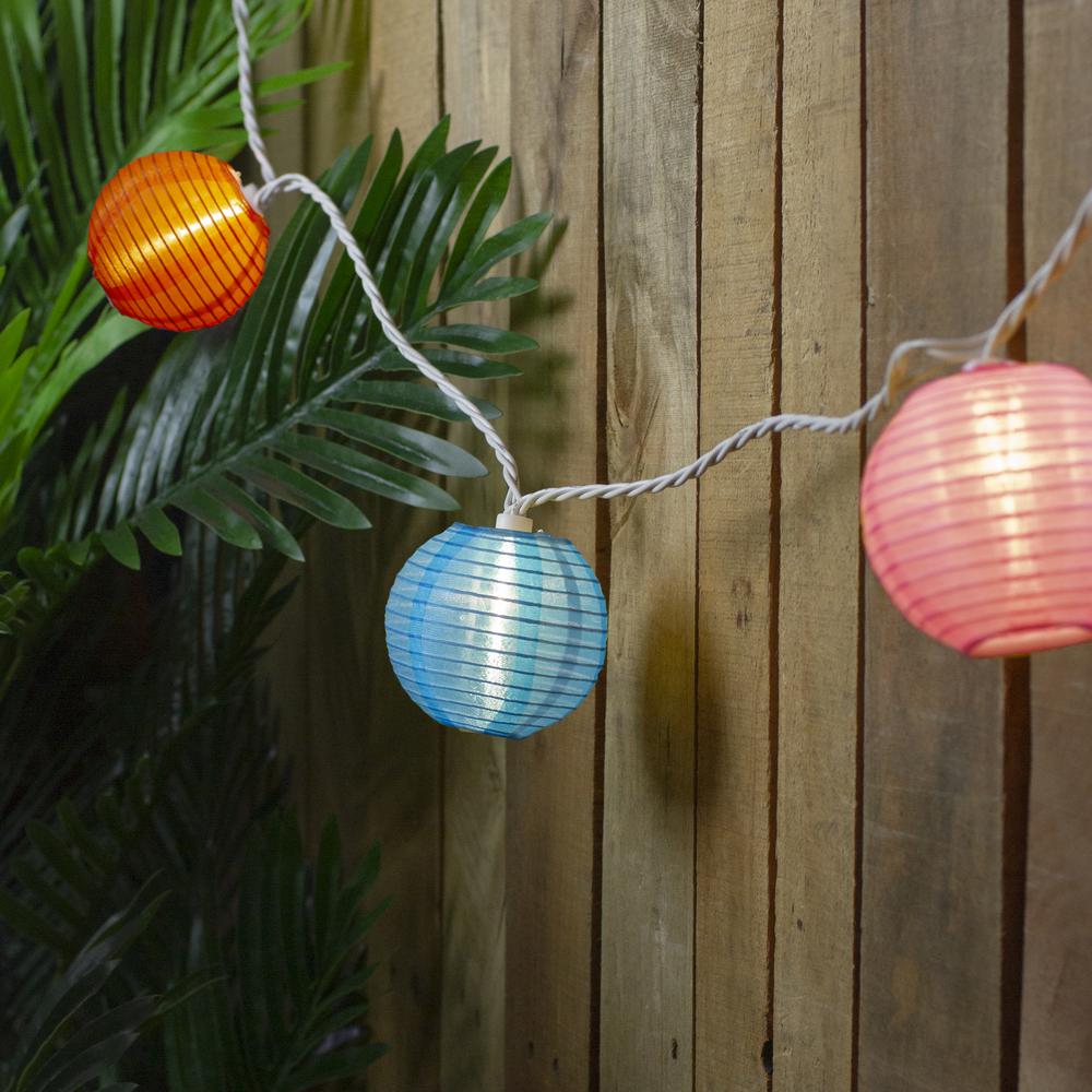 10-Count Colorful Summer Paper Lantern Lights  Clear Bulbs. Picture 2