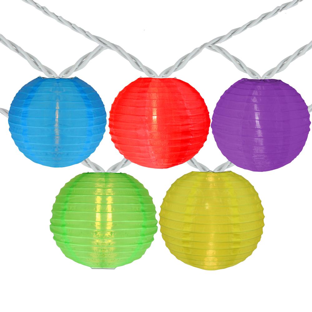 10-Count Multi-Color Round Lantern Patio String Light Set  7.25ft. White Wire. Picture 1