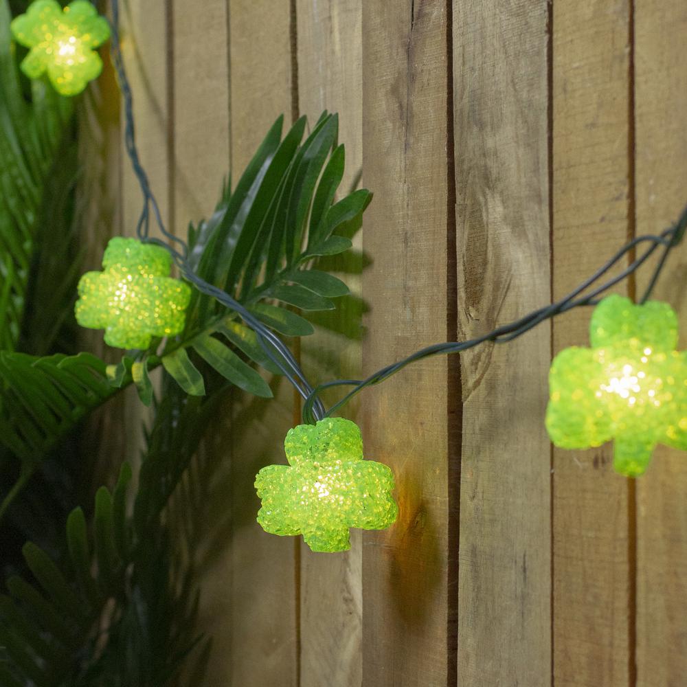 10 Green Irish Shamrock St Patrick's Day String Lights - 7.25ft Green Wire. Picture 2