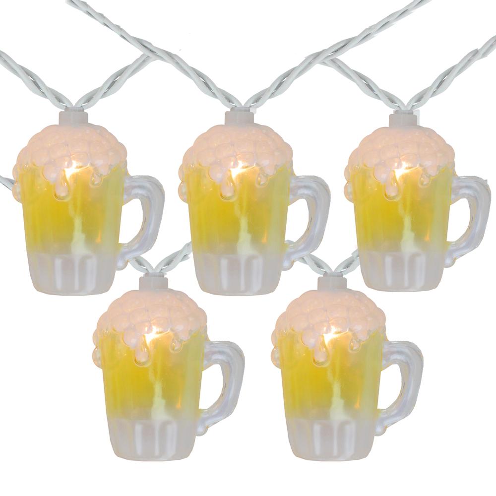 10-Count Beer Mug Summer Outdoor Patio String Light Set  7.25ft White Wire. Picture 1