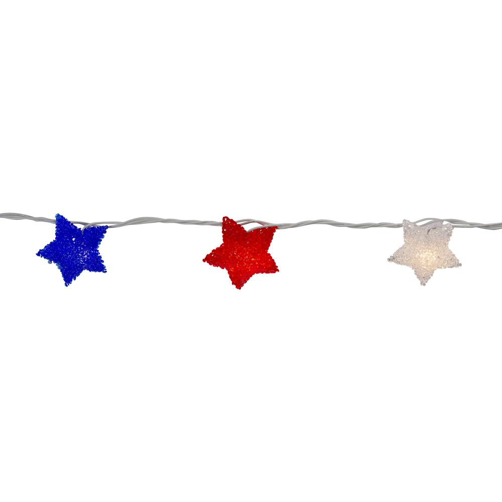 10-Count Red and Blue Fourth of July Star String Light Set  5.25' White Wire. Picture 3